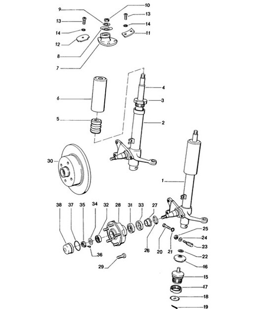 Diagram 402-000 Porsche 968 (1992-1995) Essieu avant, Direction 