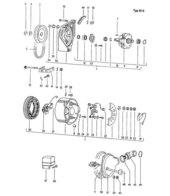 Diagram 902-005 Porsche 914 (1970-1976) Materiale elettrico