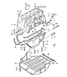 Zylinderblock mit Kolben, Ölwanne, Schutzblech f. Motor, 924 1976-79