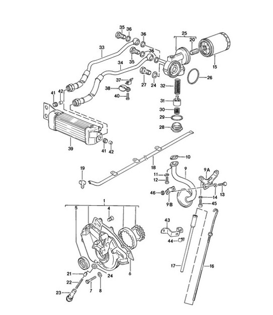 Diagram 104-005 Porsche 356A 1955-59 Motore