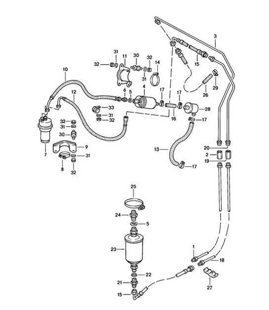 Diagram 201-014 Porsche 992.1  Carrera 4 Cabriolet 3.0L 2019-24 Kraftstoffsystem, Abgassystem
