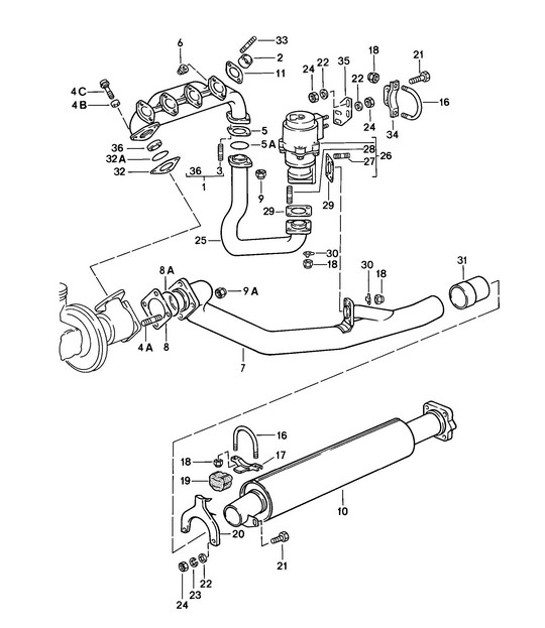 Diagram 202-005 Porsche Macan (95B) MK1 (2014-2018) Fuel System, Exhaust System