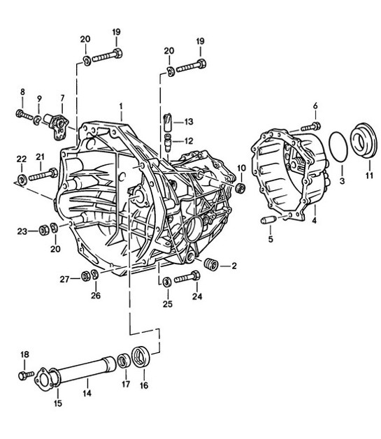 Diagram 302-000 Porsche 911 1975-1977 3.0L Turbo (930) Übertragung