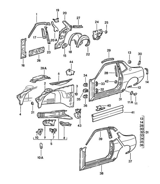Diagram 801-015 Porsche 924 (1977-1988) Body
