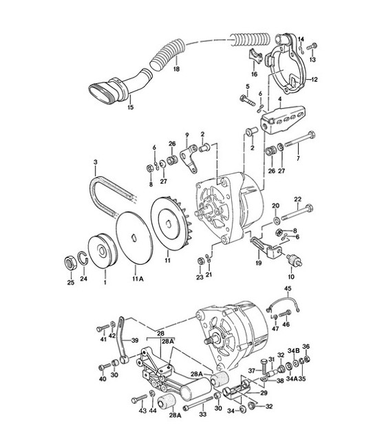 Diagram 902-005 Porsche 356 (1950-1965) Materiale elettrico