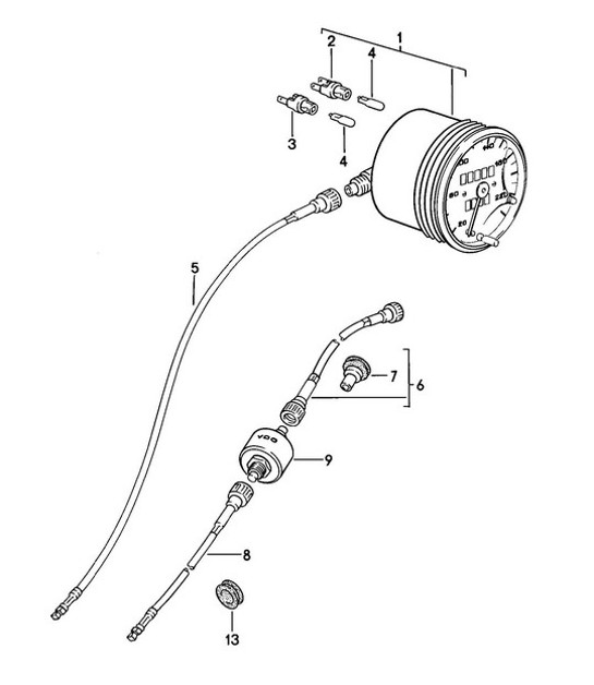 Diagram 906-010 Porsche 356 (1950-1965) Équipement électrique