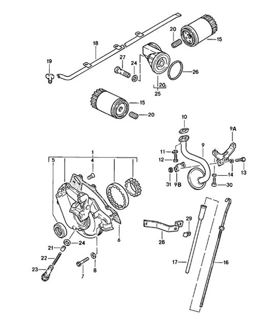 Diagram 104-000 Porsche 997 MK1 Carrera 4 3.6L 2005-08 Engine