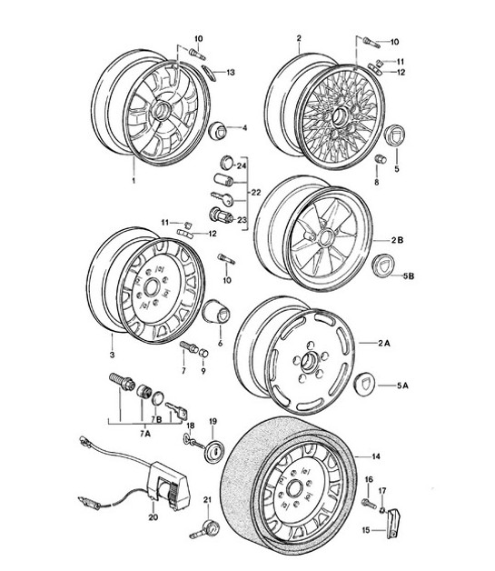Diagram 601-000 Porsche Macan (95B) MK1 (2014-2018) Räder, Bremsen