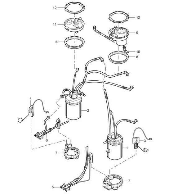 Diagram 201-02 Porsche Cayenne 92A (958) 2010-2017 Fuel System, Exhaust System