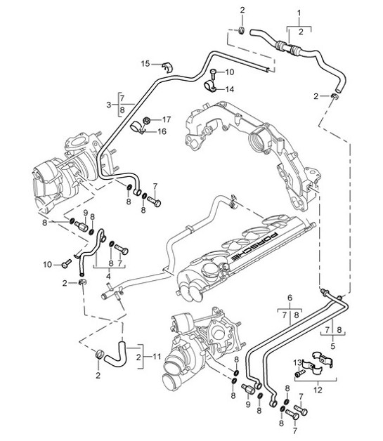 Diagram 202-20 Porsche Cayman S / GTS 3.4L 981 2013-16 Fuel System, Exhaust System