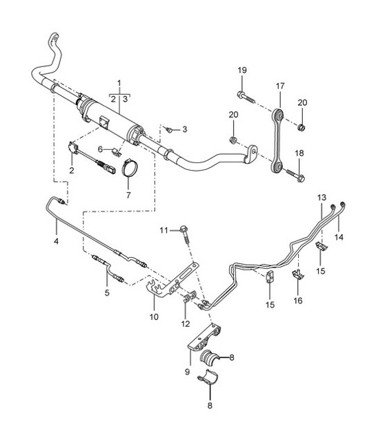 Diagram 402-06 Porsche Cayenne 9PA (955) 2003-2006 Vooras, besturing 