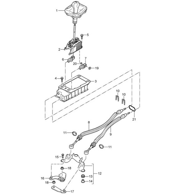 Diagram 701-00 Porsche Boxster 718 (982) 2017>> Hand Lever System, Pedal Cluster 