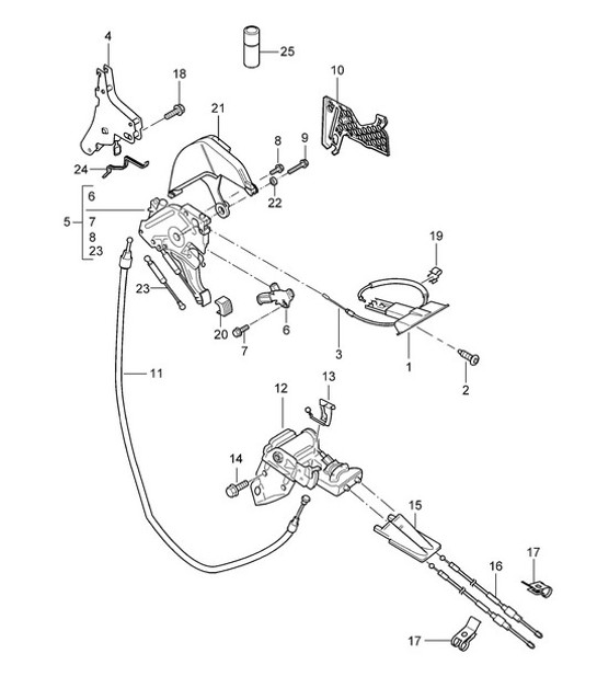 Diagram 701-05 Porsche Cayman 718C (982C) 2017>> Système de levier manuel, groupe de pédales 