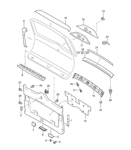 Diagram 807-35 Porsche Macan (95B) MK1 (2014-2018) Carrosserie