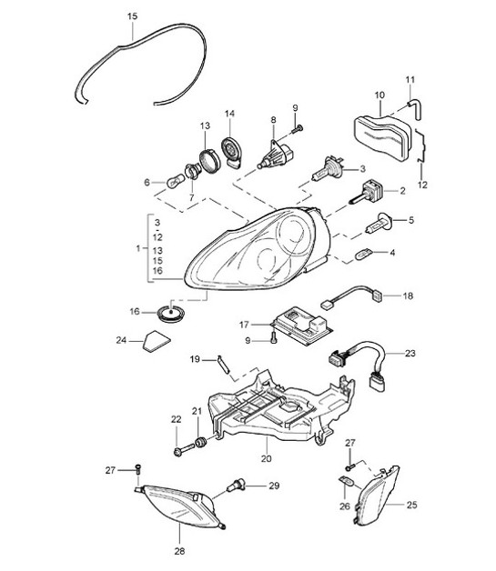 Diagram 905-01 Porsche Macan (95B) MK1 (2014-2018) Electrical equipment