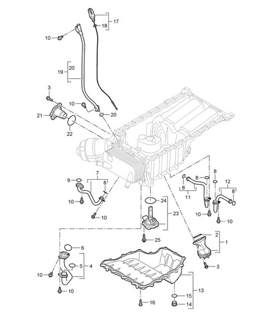 Diagram 104-010 Porsche 957 Cayenne S / GTS 4.8L 2007-10 Motore