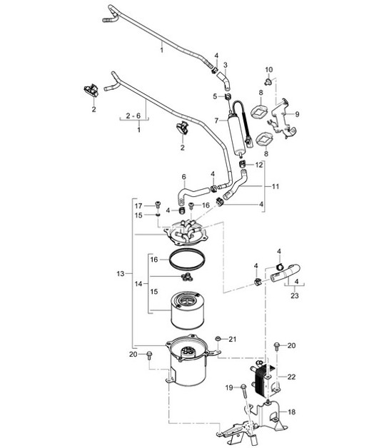 Diagram 201-018 Porsche 997 MK1 GT3 / GT3 RS 2007-09 Fuel System, Exhaust System
