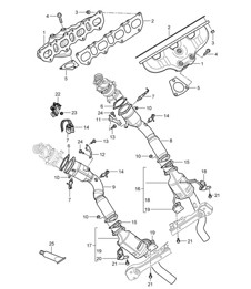 Sistema di scarico / Collettori di scarico / Catalizzatore (PR:D5Z) Cayenne 9PA1 (957) 4.8L Turbo 2007-10
