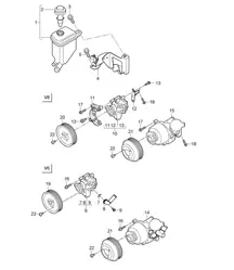 Stuurbekrachtiging / Stuurbekrachtigingspomp / Tandempomp / Oliecontainer (PR:0AB,0AW) Cayenne 9PA1 (957) 2007-10