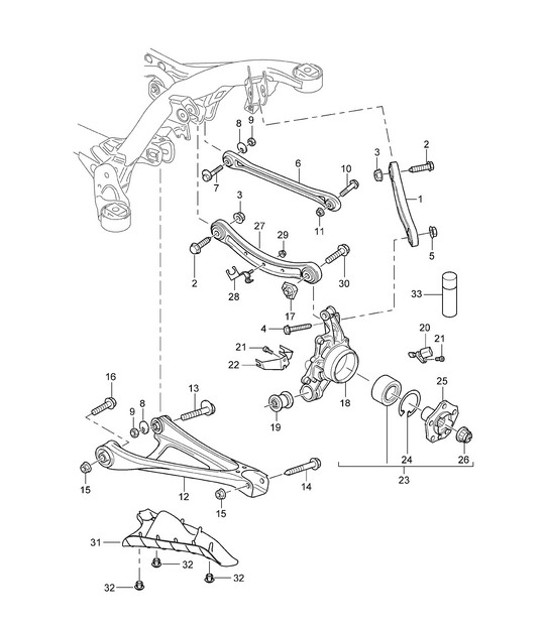 Diagram 501-000 Porsche 996 (911) (1997-2005) Rear Axle