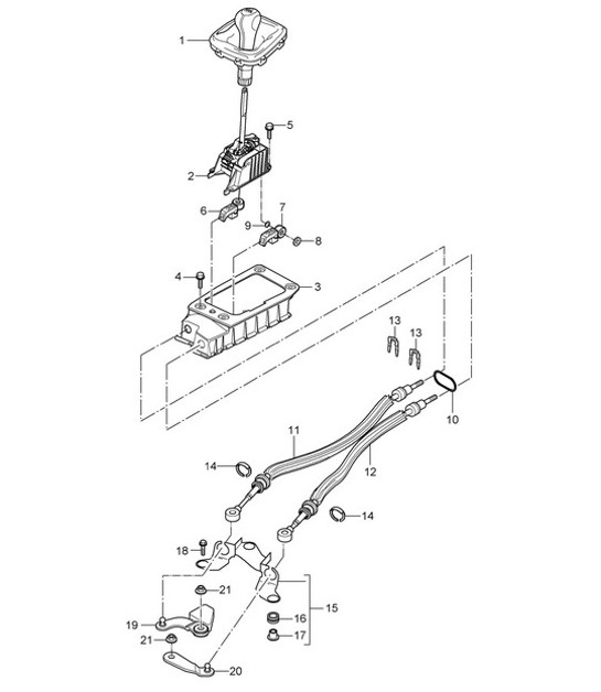 Diagram 701-000 Porsche Boxster 986/987/981 (1997-2016) Hand Lever System, Pedal Cluster 