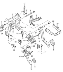 Pedals / Manual gearbox (PR:G0L, 6-speed manual) Cayenne 9PA1 (957) 2007-10