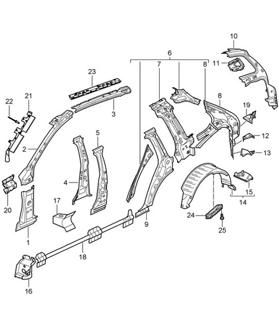 Diagram 801-050 Porsche 996 (911) (1997-2005) Body