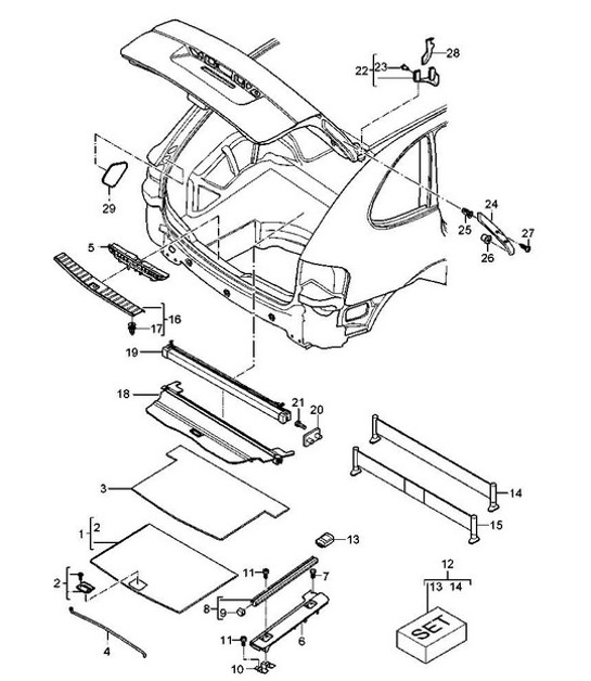 Diagram 807-041 Porsche Macan (95B) MK1 (2014-2018) Carrosserie