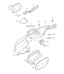 Specchietto retrovisore / Specchio esterno / Accessori Cayenne 9PA1 (957) 2007-10