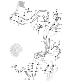 Chauffage avec : Climatiseur auxiliaire / Conduite d'alimentation / Conduite de retour (PR:D5V,D5Z, 9AH) Cayenne 9PA1 (957) 4,8L 2007-10