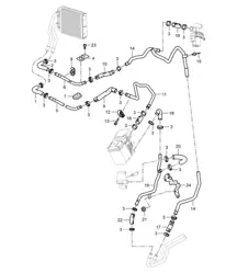 Heater with: Auxiliary air conditioner and Auxiliary heater / Feed line / Return line / Heat exchanger / Coolant pipe - REAR - (PR:7VE,7VL, 9AH) Cayenne 9PA1 (957) 2007-10