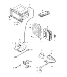 Radiounit / Navigatiesysteem / Ontvangstgedeelte / TV / Achteruitrijcamera / Camera / Buitenspiegel / Multimedia interface Cayenne 9PA1 (957) 2009>>