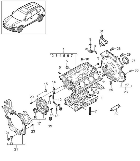 Diagram 101-075 Porsche 997 MK1 TURBO 2007-09 Engine