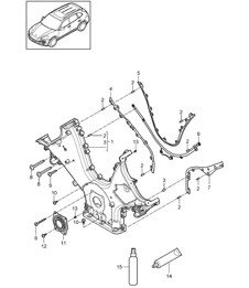正时链条盖/密封法兰 (型号：CURA、CUR、CXZA、CXZ) 卡宴 9A2 (958) 3.6L 2011-18