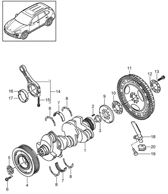 Diagram 102-020 Porsche 997 MK1 GT2 2007-09 Moteur