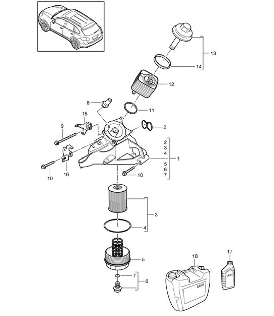 Diagram 104-060 Porsche 957 Cayenne Turbo / Turbo S 4.8L 2007-10 Motor