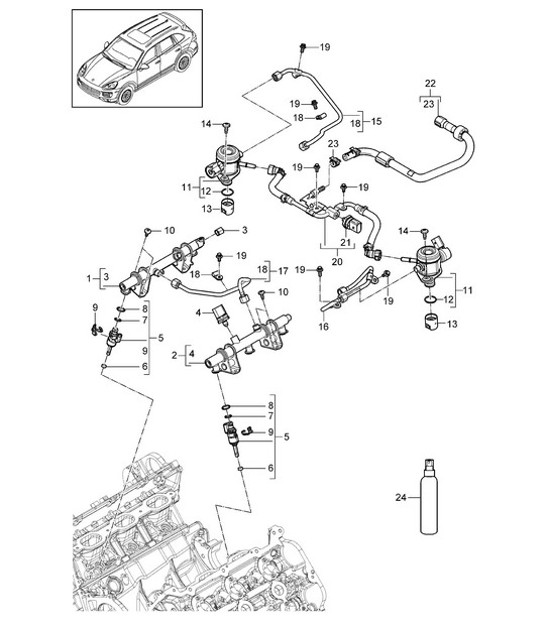 Diagram 107-027 Porsche Macan (95B) MK1 (2014-2018) 引擎