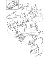 Brandstofverzamelleiding / Brandstofleiding / hogedrukinjector (Model: 059E) Cayenne 92A (958) 3.0L DIESEL >>05/2011