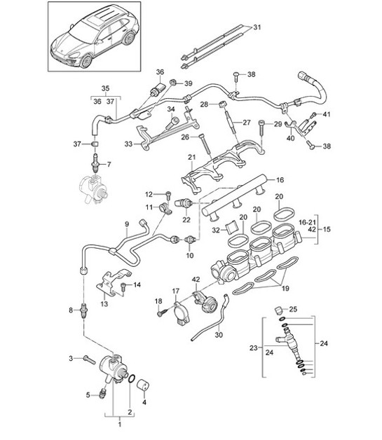 Diagram 107-040 Porsche 991 (911) MK2 2016-2019 Motore