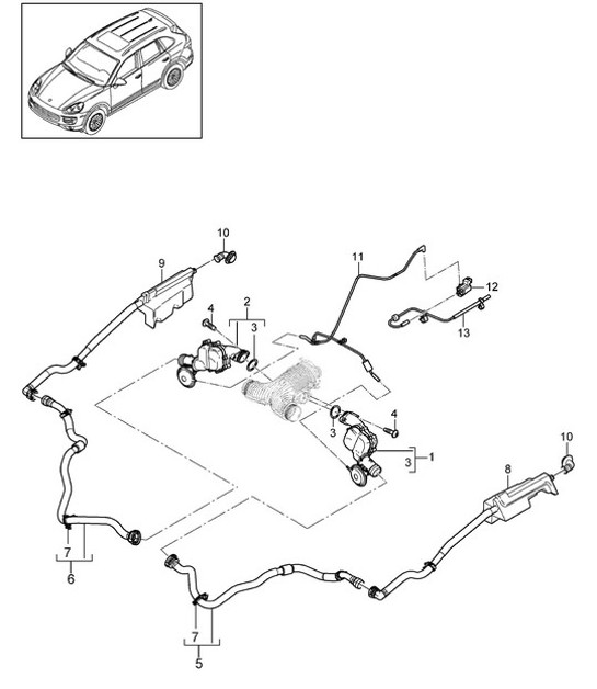 Diagram 107-073 Porsche Cayenne 92A (958) 2010-2017 Motor