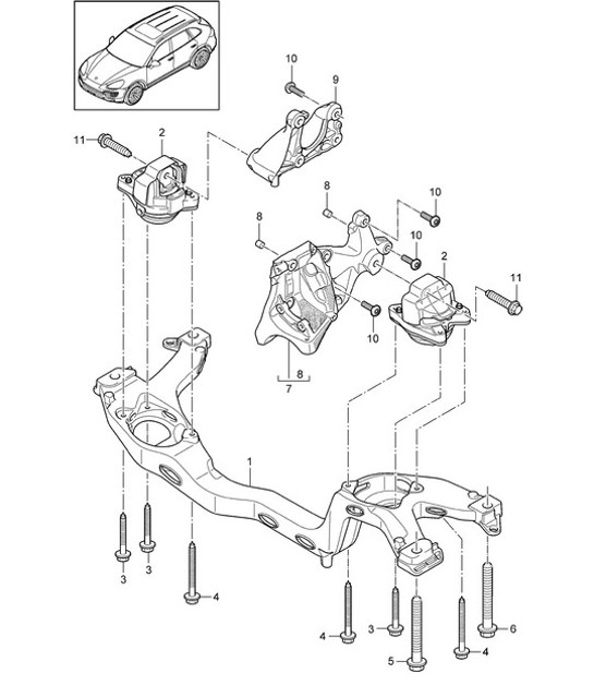 Diagram 109-012 Porsche 997 MK1 Carrera 4 3.6L 2005-08 Moteur