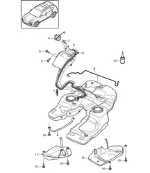 Réservoir de carburant avec : Accessoires (PR:2G1,2G3, 2G4,2G7,2G8, 0K0,0K1) Cayenne 92A (958) 2011-18