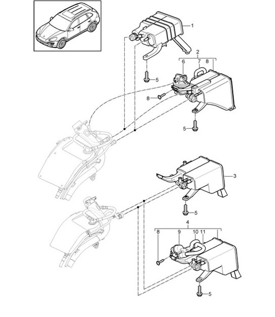 Diagram 201-040 Porsche Macan (95B) MK1 (2014-2018) Sistema di alimentazione, sistema di scarico