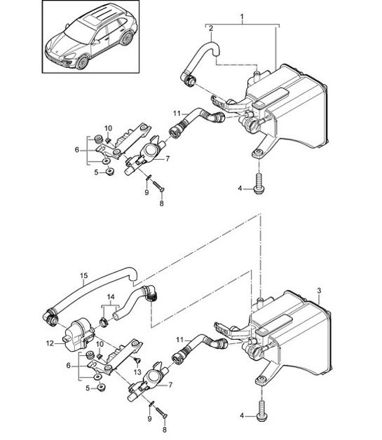 Diagram 201-045 Porsche Panamera 970 MK1 (2009-2013) Fuel System, Exhaust System