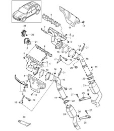 Exhaust system / Exhaust manifolds / Catalytic converter (PR:D6V) Cayenne 92A (958) 4.8L 2011-18