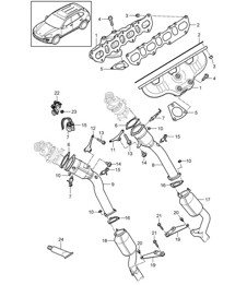 Sistema de escape / Colectores de escape / Convertidor catalítico (PR:D58,DT1, DT5) Cayenne 92A (958) 4.8L 2011-18