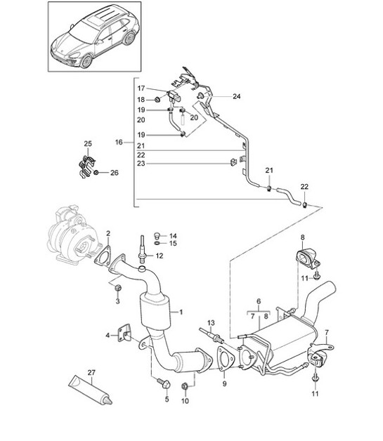 Diagram 202-021 Porsche 356A 1955-59 燃油系统、排气系统