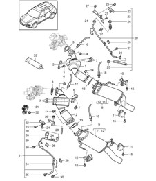Exhaust system / Exhaust pipe / with: Catalytic converter / Diesel particle filter / Control line (PR:DD8,0GG, 7MJ) Cayenne 92A (958) 4.2L DIESEL 2011-18