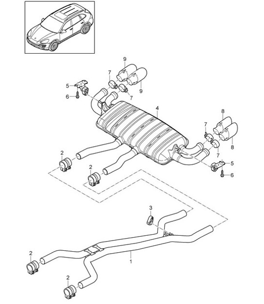 Diagram 202-040 Porsche Macan (95B) MK1 (2014-2018) 燃油系统、排气系统