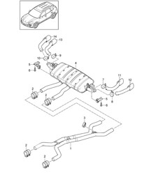 Exhaust system / Front silencer / Rear silencer / Tailpipe (PR:DU2,0P0, 0P3,0P6) Cayenne 92A (958) 3.6L 2011-18